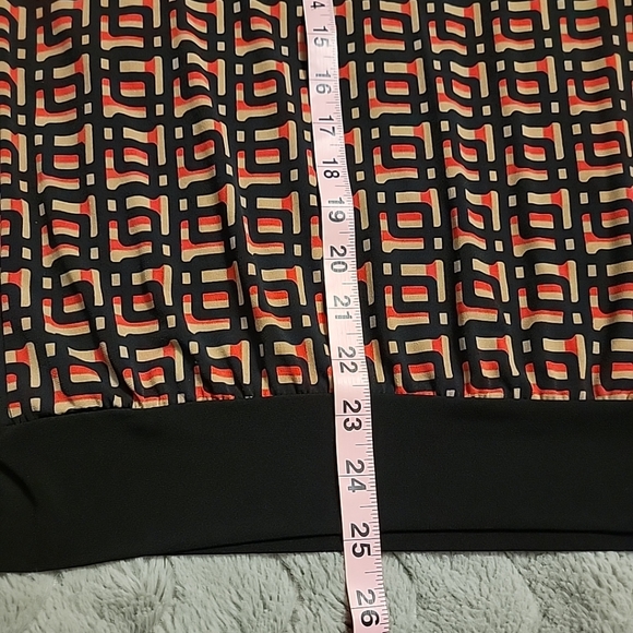 Anne Klein Size L Top Long Sleeve Elastic Cuffs Multicolor Gold Hardware Detail - Picture 12 of 12